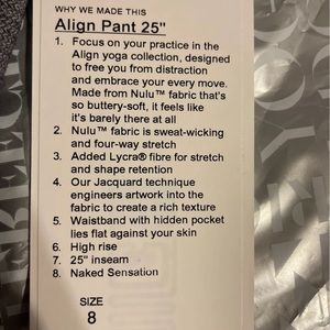 New With Tags Lululemon Align 25” Leggings